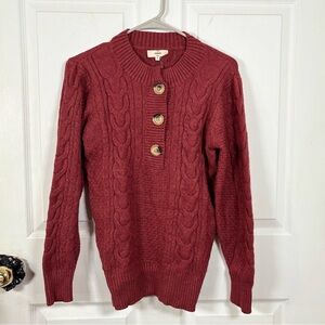 Entro Fisherman Cable Knit Sweater Women’s S Anthropologie Button Soft Comfy